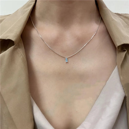 Simple Style Geometric Titanium Steel Plating Inlay Zircon Pendant Necklace