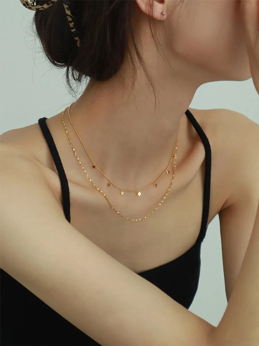 Simple Style Geometric Titanium Steel Plating Layered Necklaces