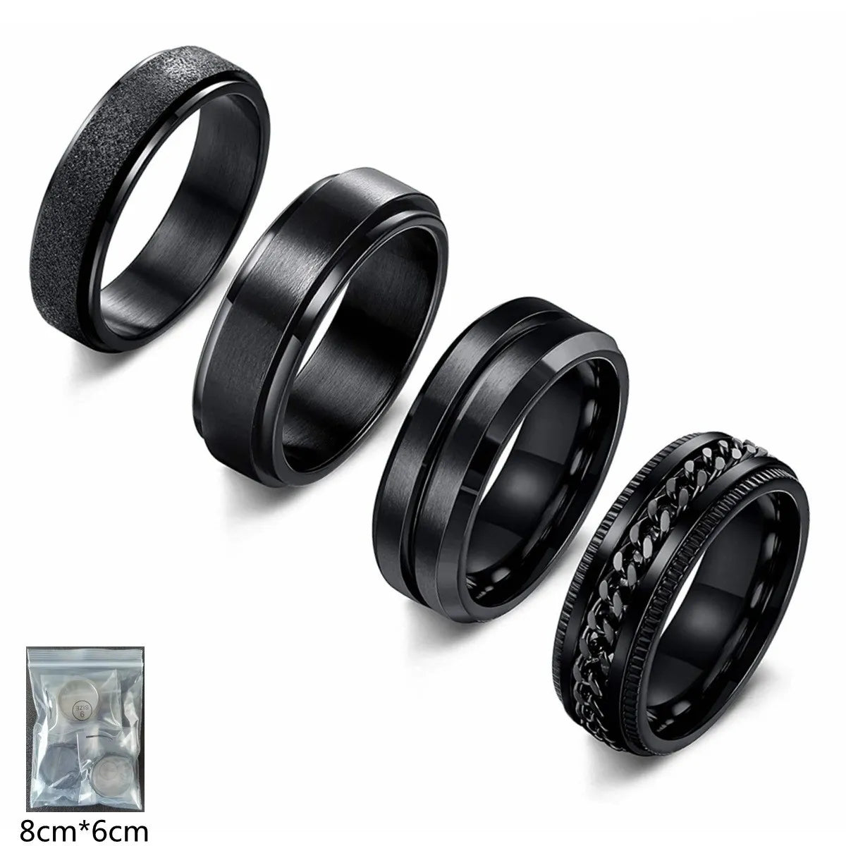 Simple Style Geometric 304 Stainless Steel Plating Black Plated Men'S Rings