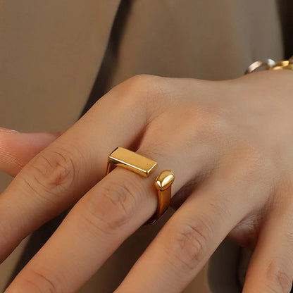 Simple Style Geometric Titanium Steel Plating Metal 18k Gold Plated Open Ring