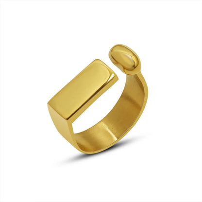 Simple Style Geometric Titanium Steel Plating Metal 18k Gold Plated Open Ring