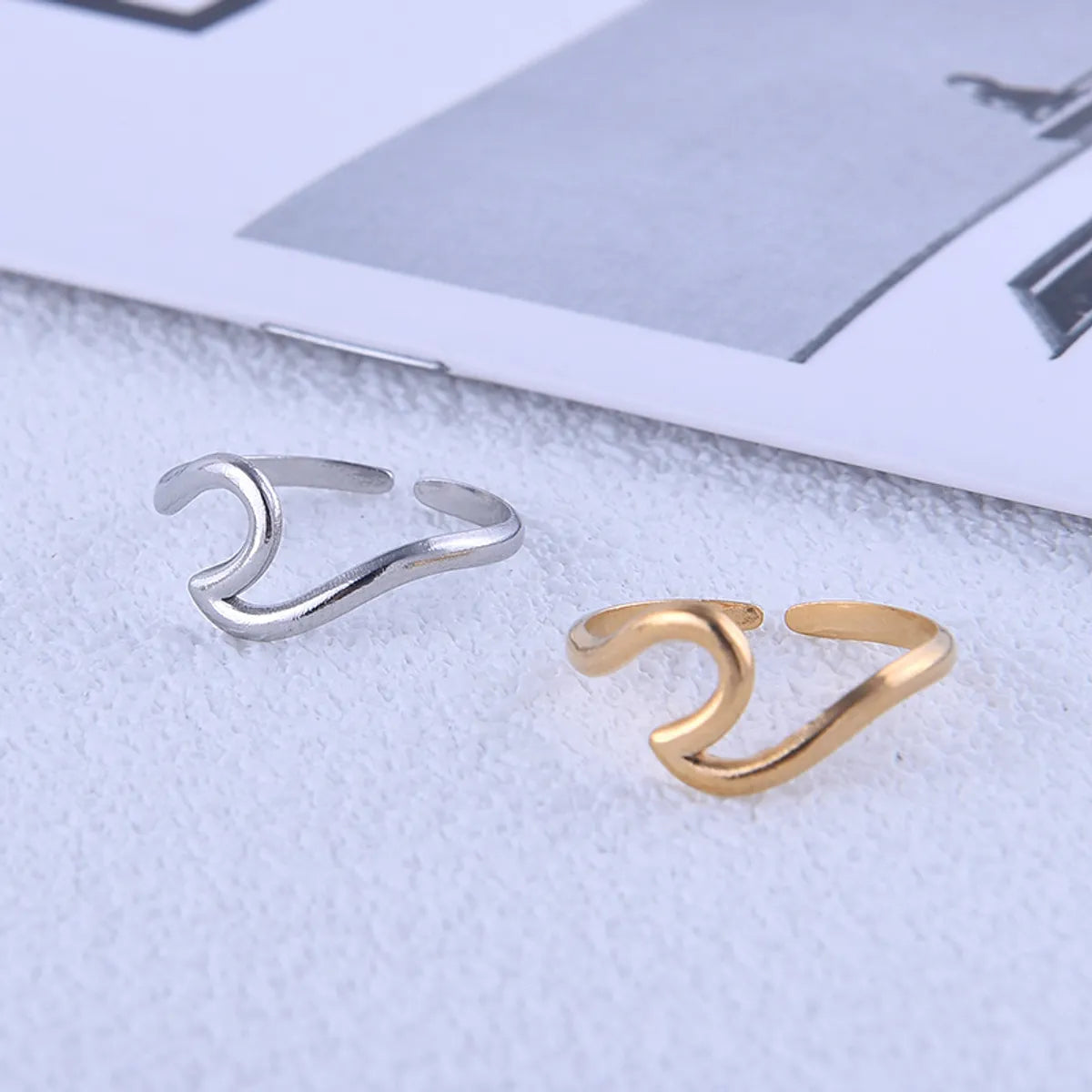 Simple Style Geometric Titanium Steel Plating Open Ring