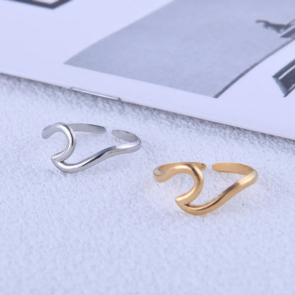 Simple Style Geometric Titanium Steel Plating Open Ring