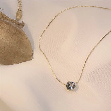 Simple Style Geometric Titanium Steel Plating Rhinestones Pendant Necklace