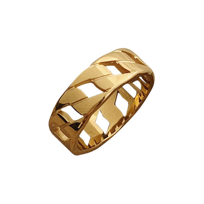 Simple Style Geometric Titanium Steel Plating Rings 1 Piece