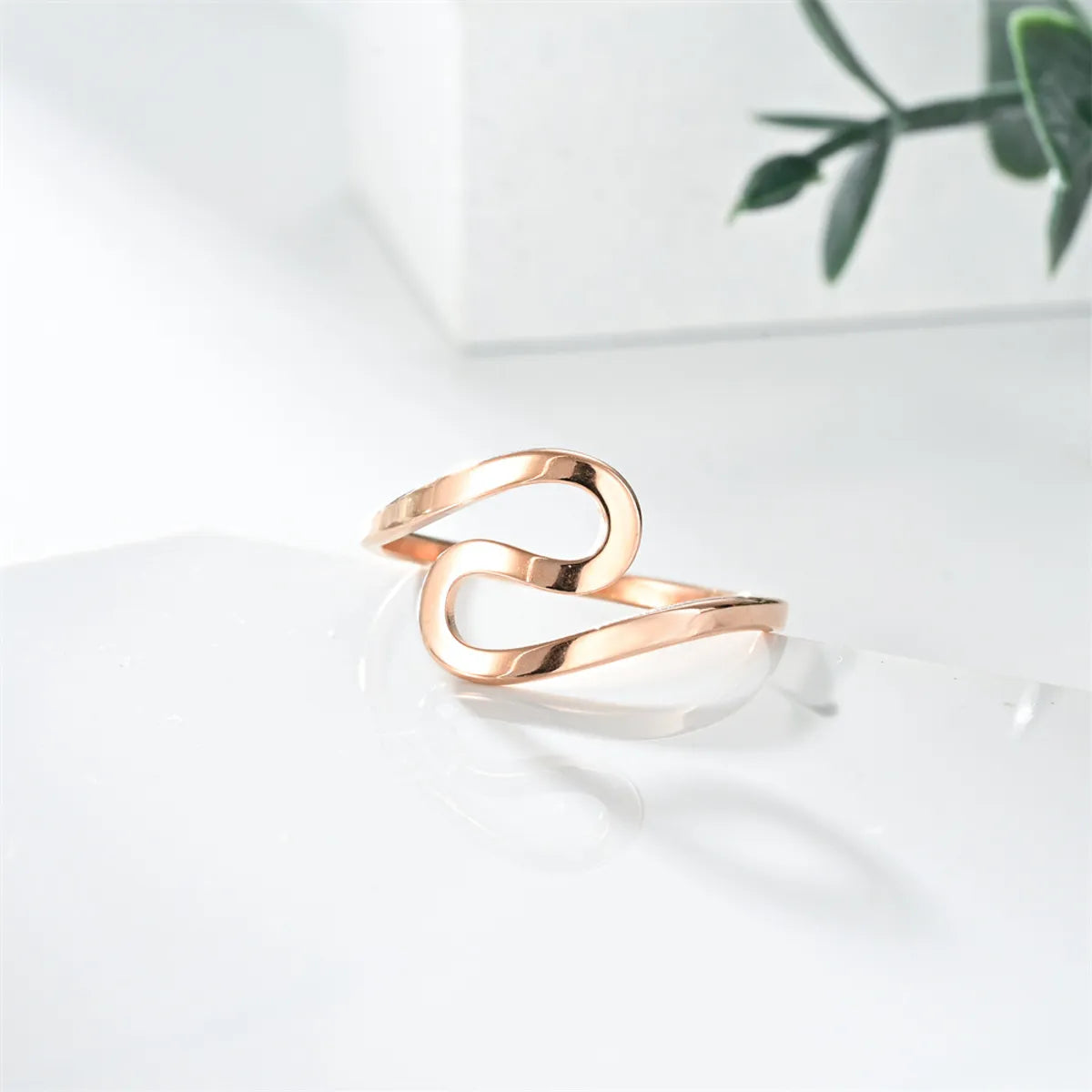 Simple Style Geometric Titanium Steel Plating Rings