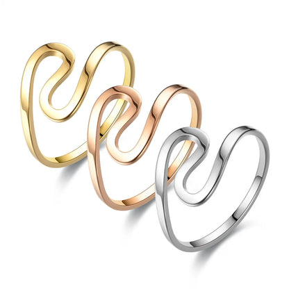 Simple Style Geometric Titanium Steel Plating Rings