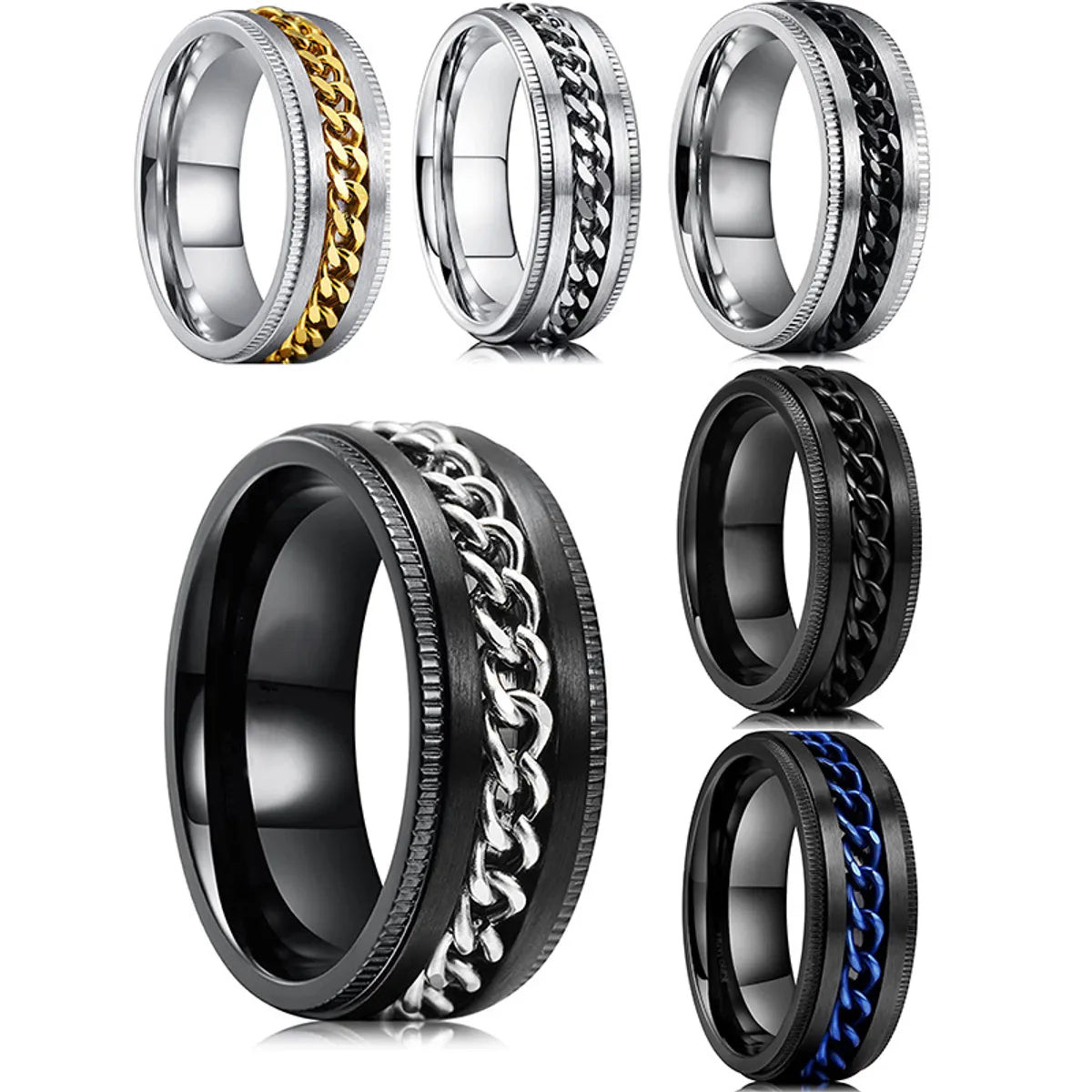 Simple Style Geometric Titanium Steel Plating Unisex Rings