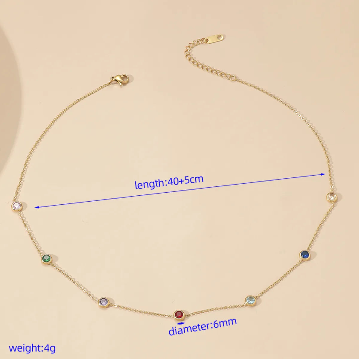 Simple Style Geometric Titanium Steel Polishing Plating Inlay Rhinestones 18k Gold Plated Necklace