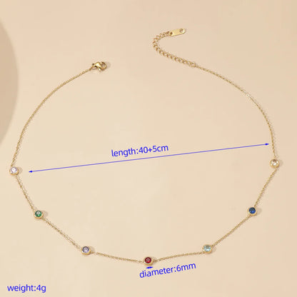 Simple Style Geometric Titanium Steel Polishing Plating Inlay Rhinestones 18k Gold Plated Necklace