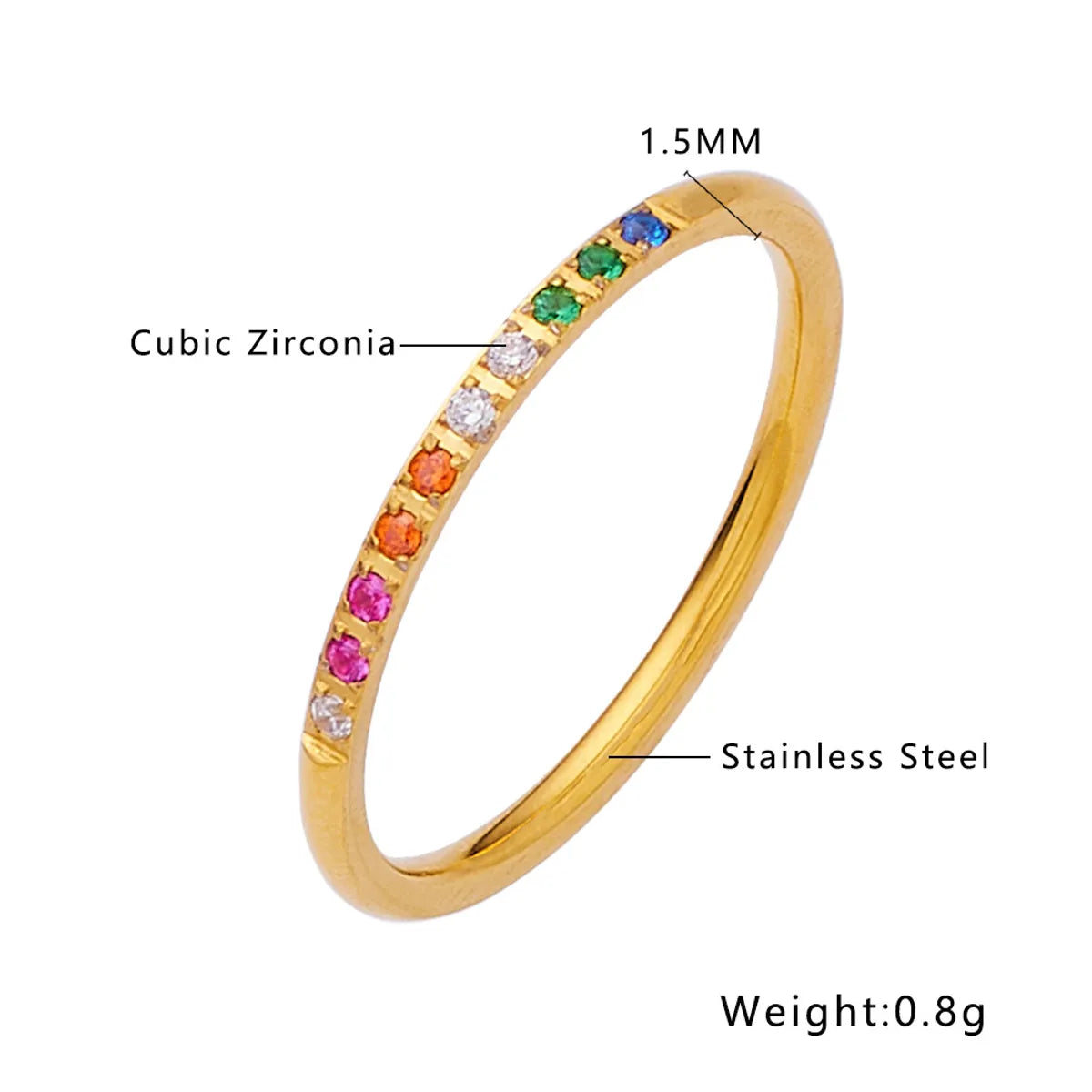 Simple Style Geometric Titanium Steel Polishing Plating Inlay Zircon Rings