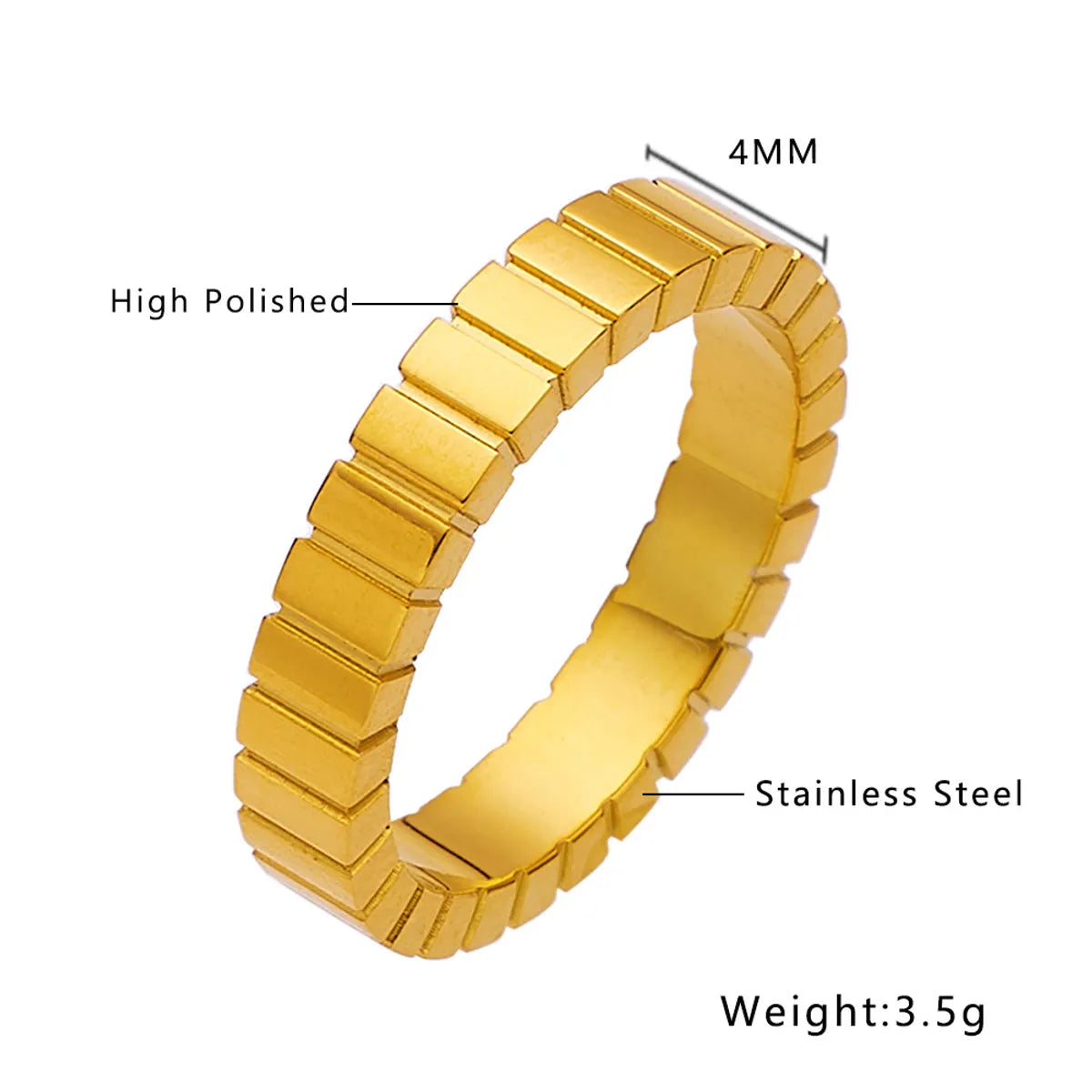 Simple Style Geometric Titanium Steel Polishing Plating Inlay Zircon Rings