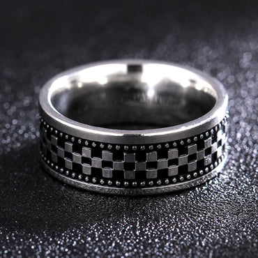 Simple Style Geometric Titanium Steel Rings Carving Stainless Steel Rings