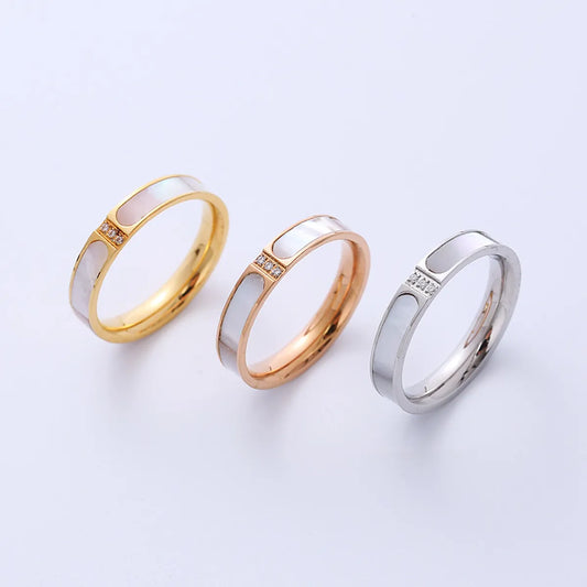 Simple Style Geometric Titanium Steel Rings Inlaid Zircon Stainless Steel Rings