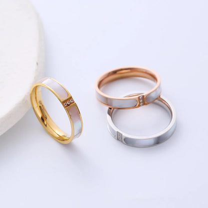 Simple Style Geometric Titanium Steel Rings Inlaid Zircon Stainless Steel Rings