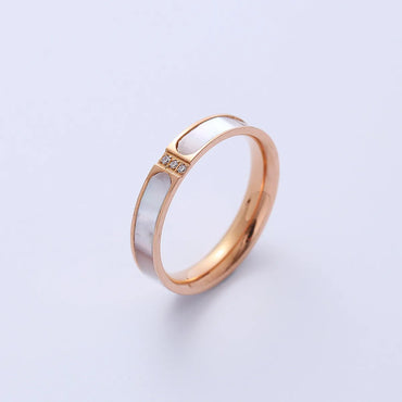 Simple Style Geometric Titanium Steel Rings Inlaid Zircon Stainless Steel Rings