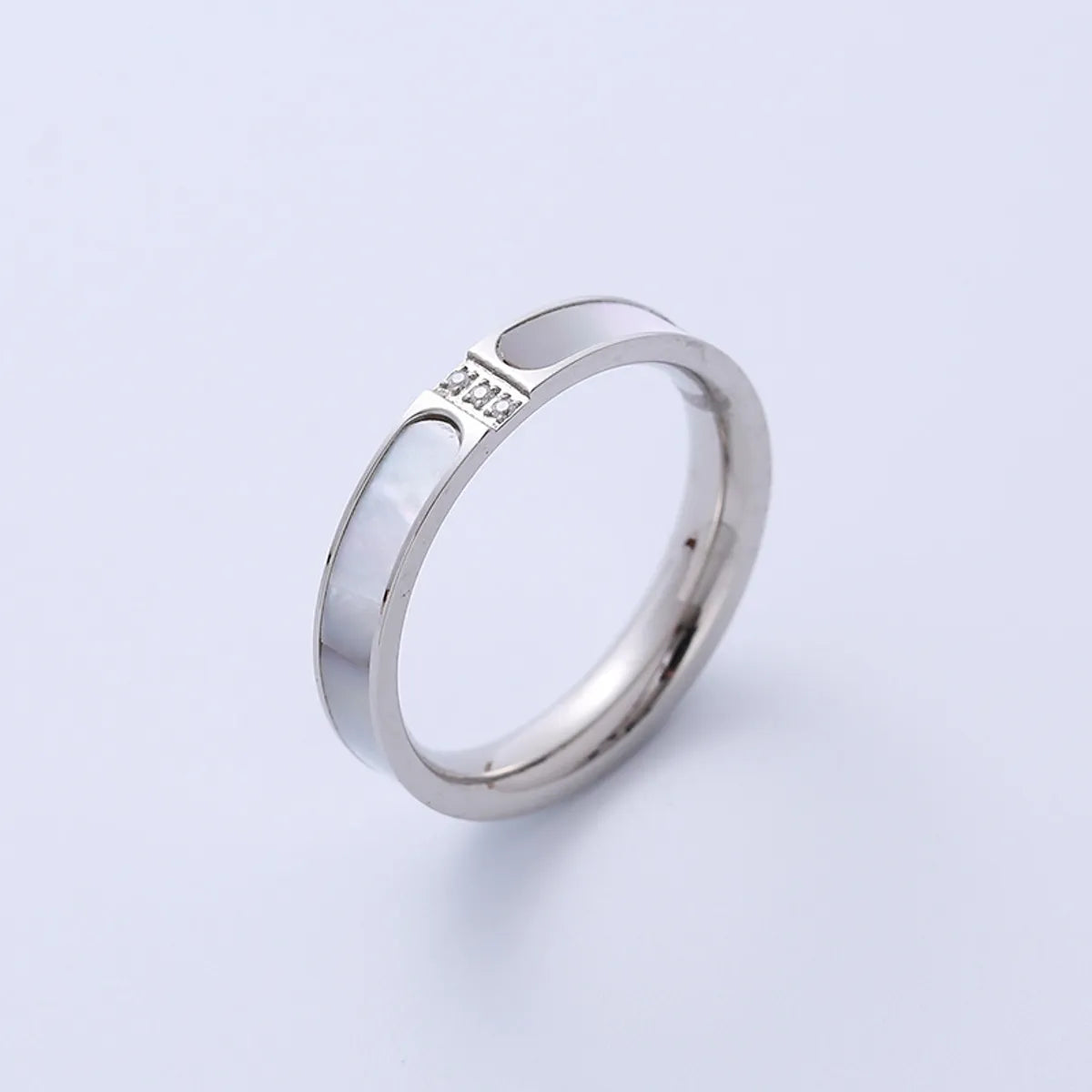 Simple Style Geometric Titanium Steel Rings Inlaid Zircon Stainless Steel Rings