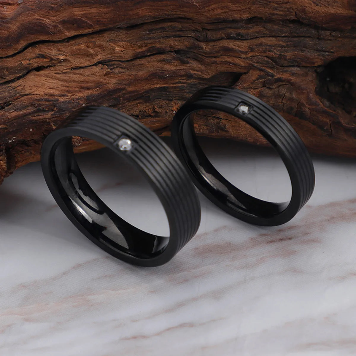 Simple Style Geometric Titanium Steel Rings