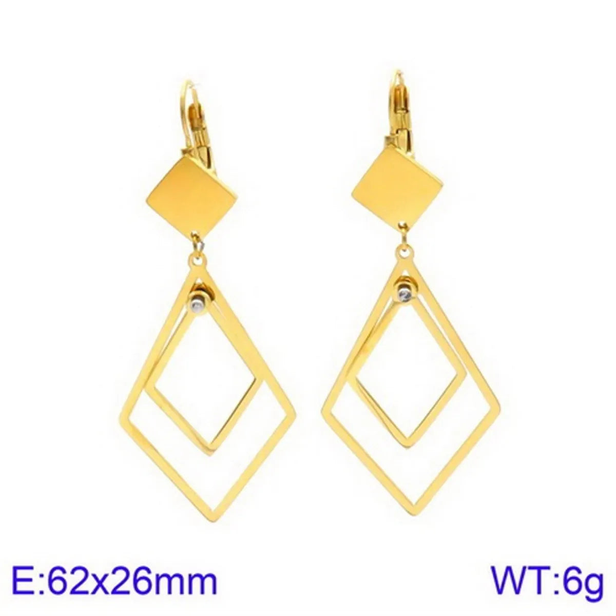 Simple Style Geometric Titanium Steel Tassel Plating Hollow Out Drop Earrings