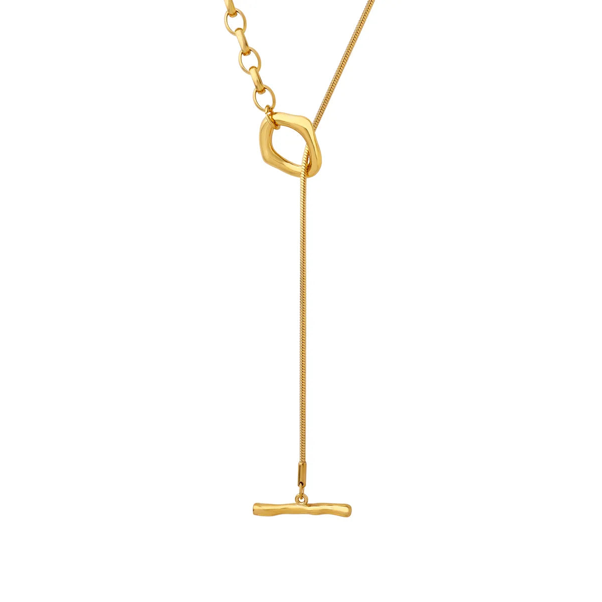 Simple Style Geometric Titanium Steel Toggle Plating 18k Gold Plated Long Necklace