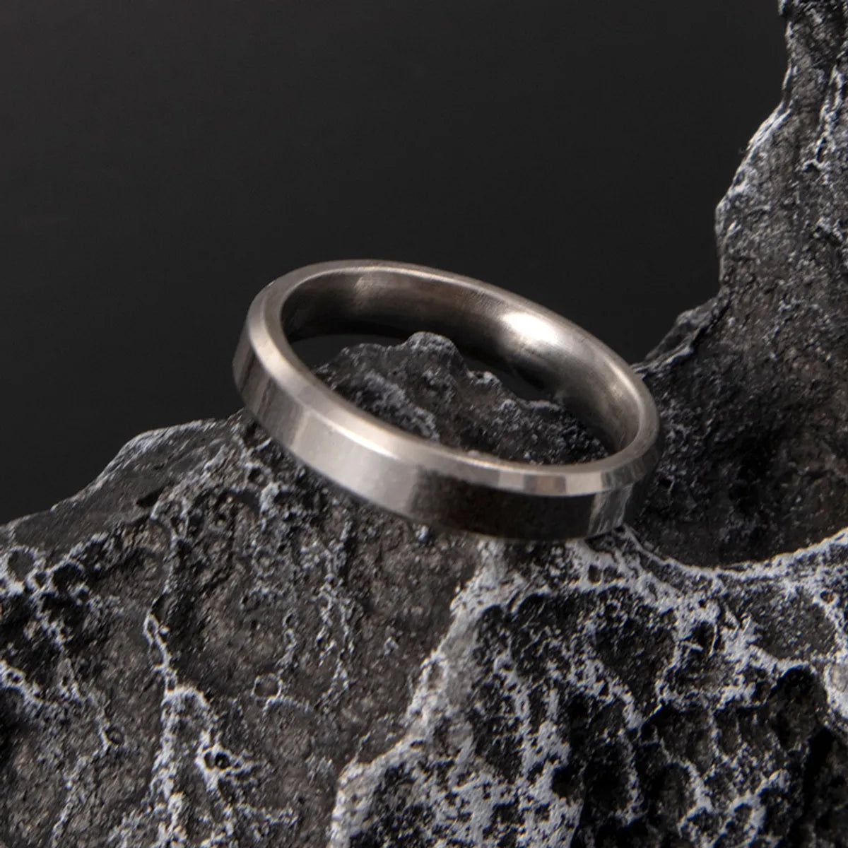 Simple Style Geometric Titanium Steel Unisex Rings