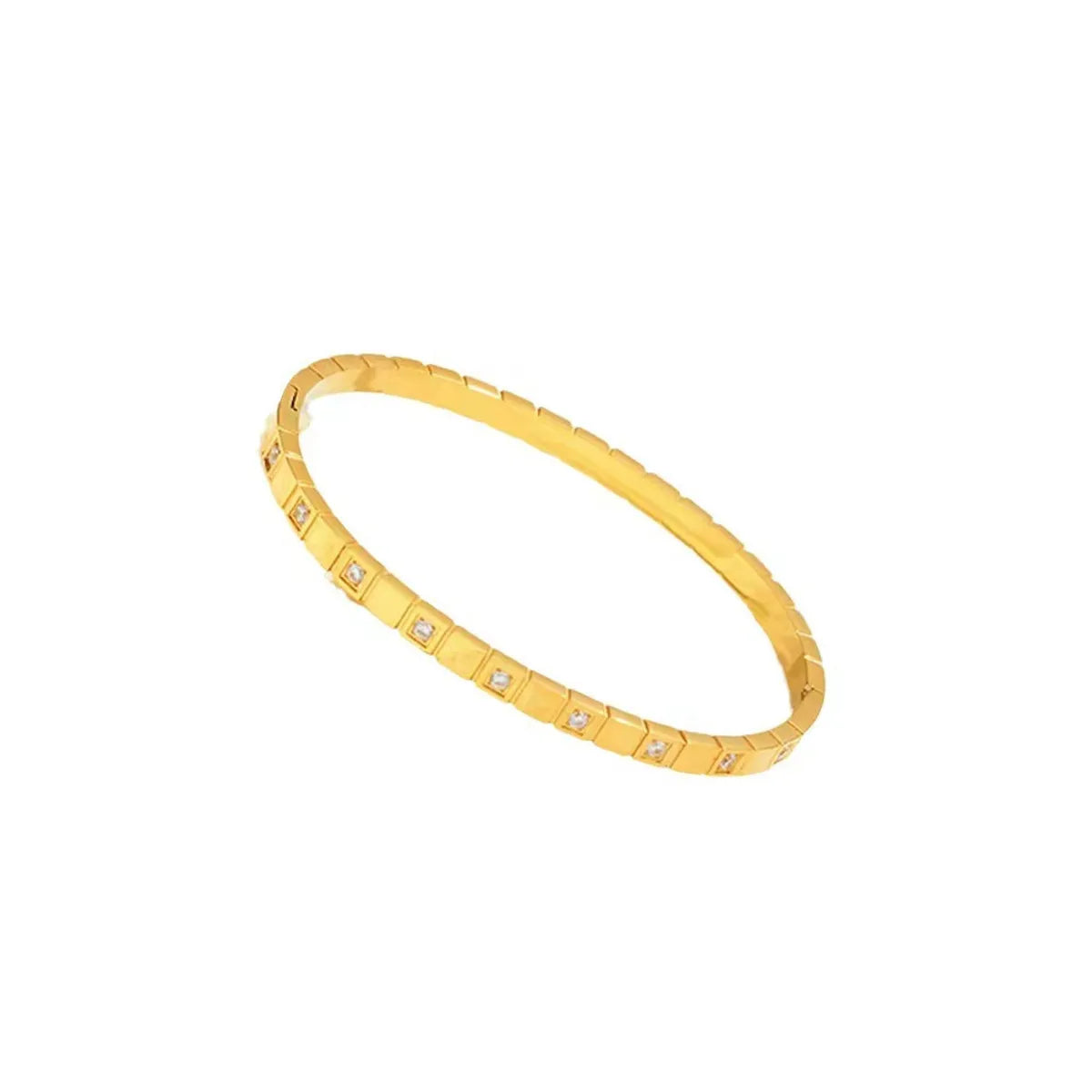 Simple Style Geometric Titanium Steel Zircon Bangle In Bulk