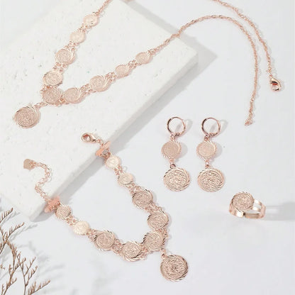 Simple Style Gold Coin Copper 18k Gold Plated Jewelry Set In Bulk