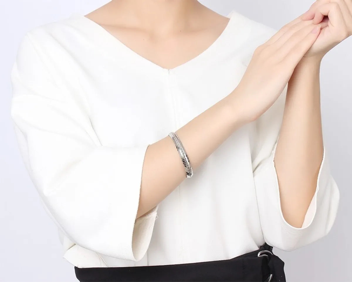 Simple Style Grain Stainless Steel Bangle Plating Stainless Steel Bracelets