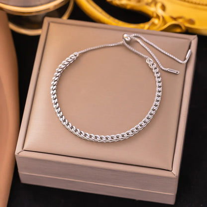 Simple Style Grain Titanium Steel Plating Bracelets