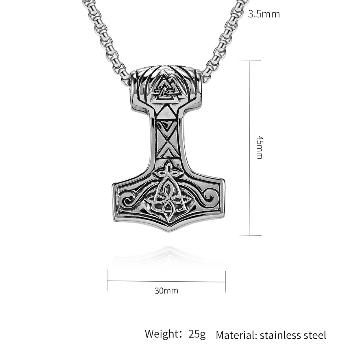 Simple Style Hammer 304 Stainless Steel Rhinestones 18K Gold Plated Unisex Pendant Necklace