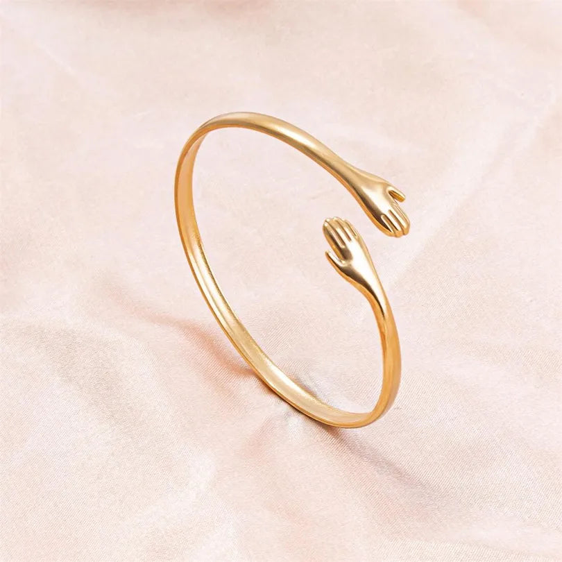 Simple Style Hand Solid Color 304 Stainless Steel 18K Gold Plated Bangle In Bulk