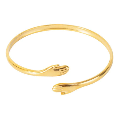 Simple Style Hand Solid Color 304 Stainless Steel 18K Gold Plated Bangle In Bulk