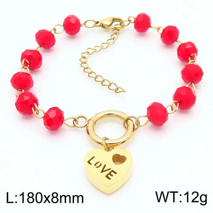 Simple Style Heart Shape 304 Stainless Steel 18K Gold Plated Bracelets In Bulk