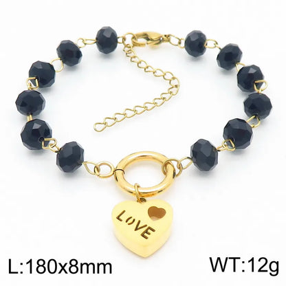 Simple Style Heart Shape 304 Stainless Steel 18K Gold Plated Bracelets In Bulk