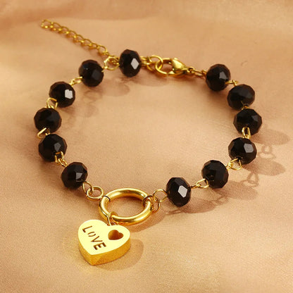 Simple Style Heart Shape 304 Stainless Steel 18K Gold Plated Bracelets In Bulk