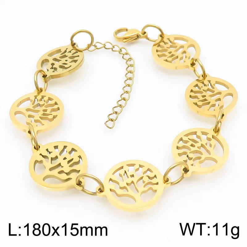 Simple Style Heart Shape 304 Stainless Steel 18K Gold Plated Bracelets In Bulk