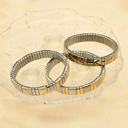 Simple Style Heart Shape 304 Stainless Steel 18K Gold Plated Bracelets In Bulk