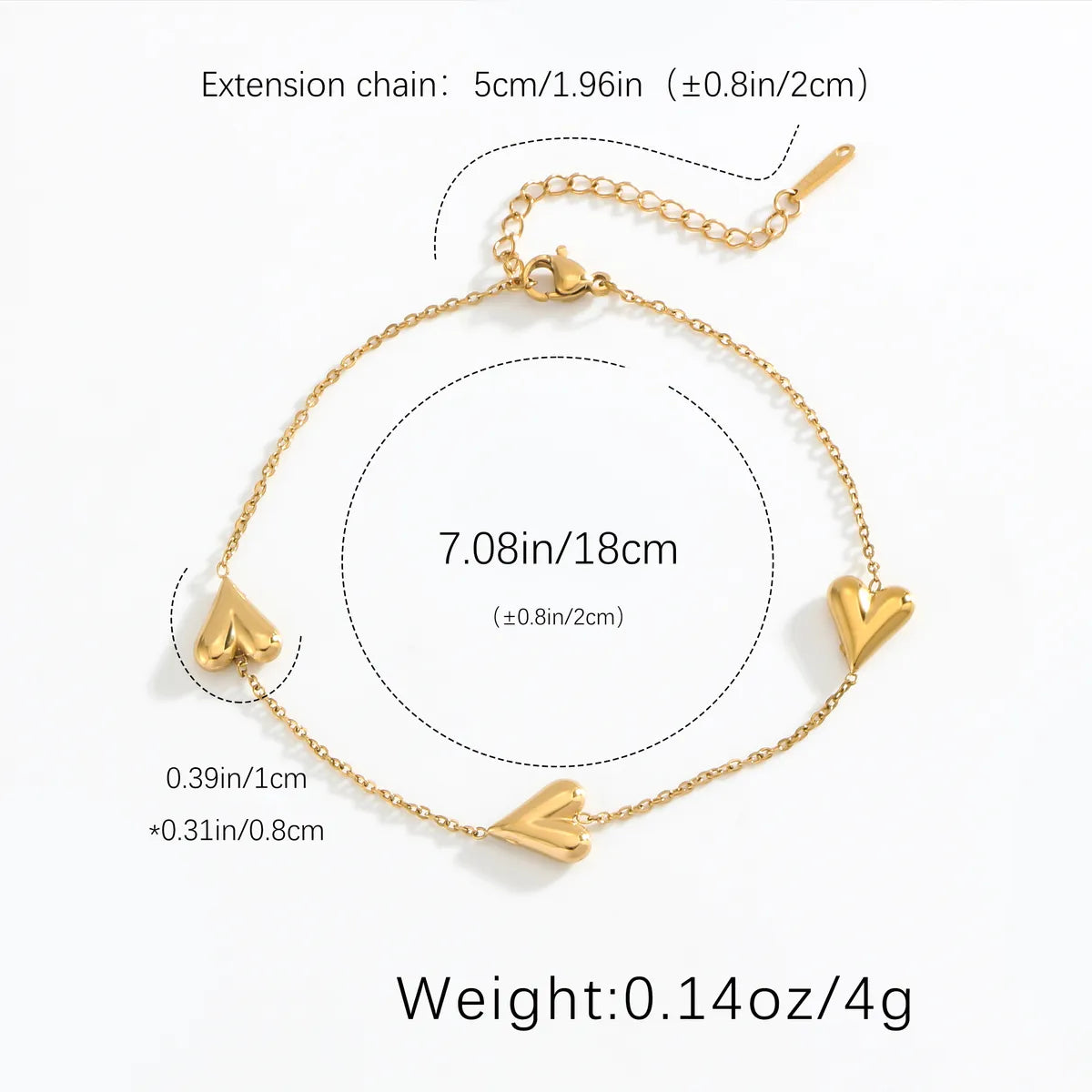 Simple Style Heart Shape 304 Stainless Steel Gold Plated Bracelets In Bulk