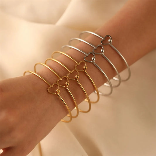 Simple Style Heart Shape 304 Stainless Steel Wholesale Bangle