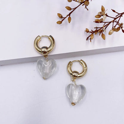 Simple Style Heart Shape Alloy Acetic Acid Sheets Women'S Drop Earrings