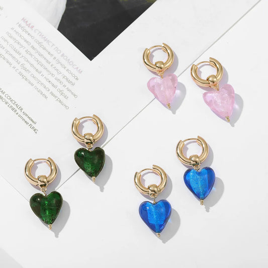 Simple Style Heart Shape Alloy Acetic Acid Sheets Women'S Drop Earrings