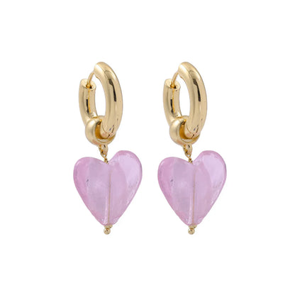 Simple Style Heart Shape Alloy Acetic Acid Sheets Women'S Drop Earrings