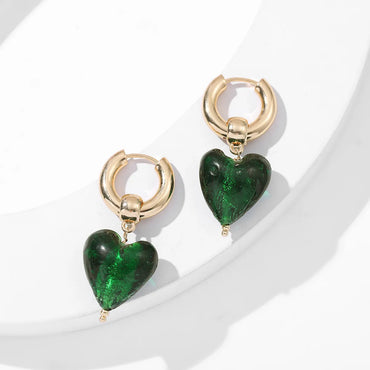 Simple Style Heart Shape Alloy Acetic Acid Sheets Women'S Drop Earrings