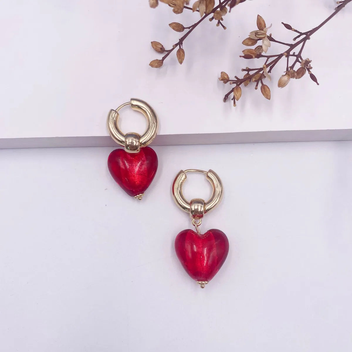 Simple Style Heart Shape Alloy Acetic Acid Sheets Women'S Drop Earrings