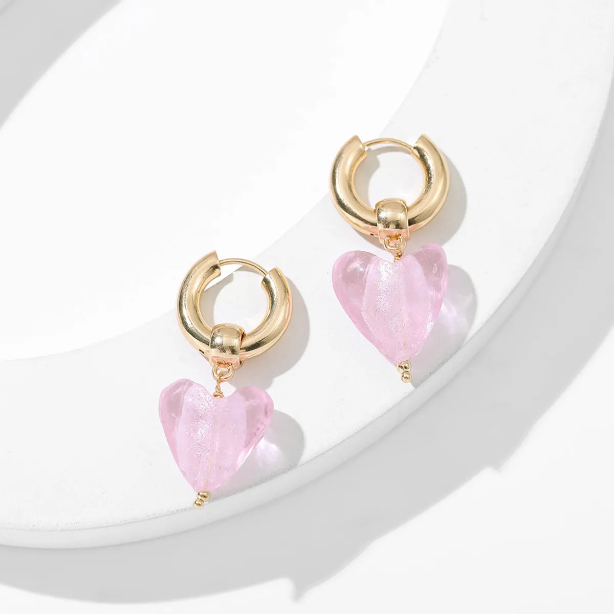 Simple Style Heart Shape Alloy Acetic Acid Sheets Women'S Drop Earrings