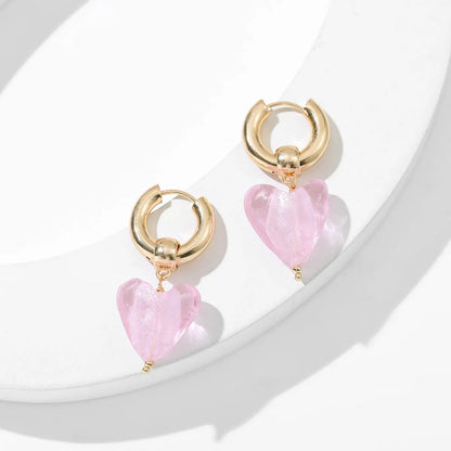 Simple Style Heart Shape Alloy Acetic Acid Sheets Women'S Drop Earrings