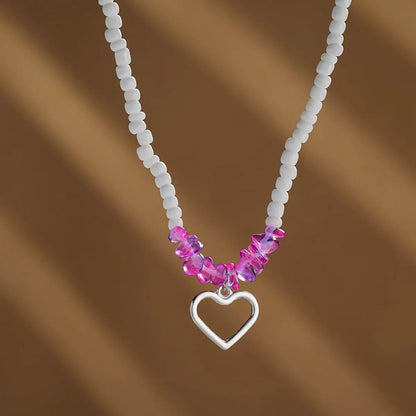 Simple Style Heart Shape Alloy Beaded Women's Necklace