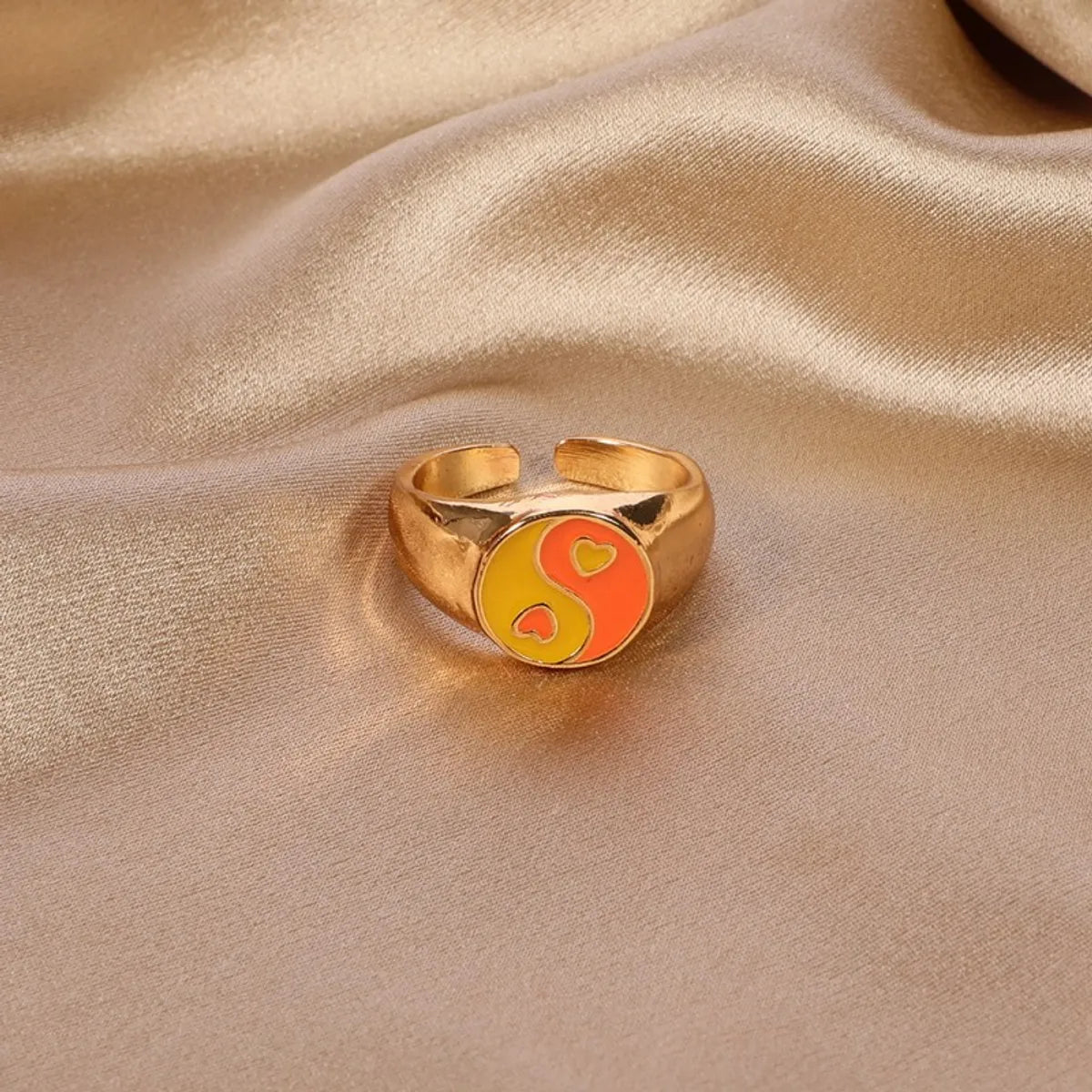 Simple Style Heart Shape Alloy Enamel Stoving Varnish Plating Gold Plated Unisex Open Rings