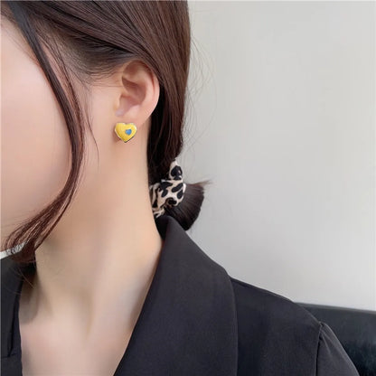 Simple Style Heart Shape Alloy Enamel Women's Ear Studs