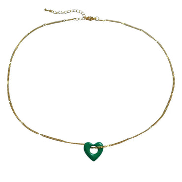 Simple Style Heart Shape Alloy Enamel Women's Pendant Necklace